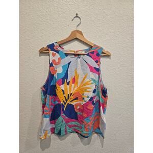 JCrew colorful tropical turquoise blouse sz Medium